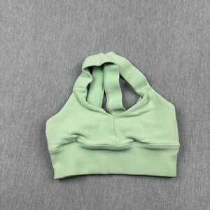 Alo Yoga Tank Top‎ Womens XS Green Criss Cross Ribbed Cropped Yoga Athletic Gym